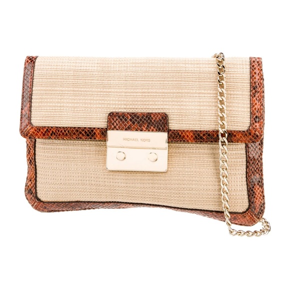 Michael Kors Handbags - Michael Kors Sloan tweed Raffia shoulder clutch